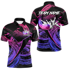 Maxcorners Purple Custom Bowling Shirts for Women Men Team Bowling Jersey Polo&1/4 Zip Shirt LM1812