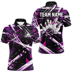Maxcorners Custom Purple Bowling Shirts for Team Women Men Bowling Polo and 1/4 Zip Shirt LM1812