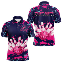 Maxcorners Purple Custom Bowling Shirts for Team Women Men Bowling Jersey Polo&1/4 Zip Shirt LM1812