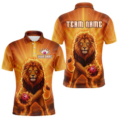 Maxcorners Lion Bowling Shirts for Team Women Men Custom Bowling Jersey Bowl Polo&1/4 Zip LM1812
