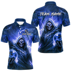 Maxcorners Blue Bowling Shirts for Team Women Men Custom Death Bowling Jersey Bowl League