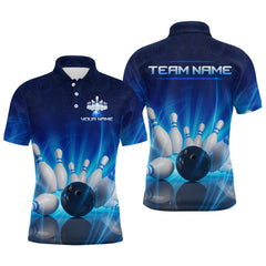 Maxcorners Custom Lightning Bowling Jersey for Men Bowling Team Shirts Bowling Uniform Polo & 1/4 Zip LM1112