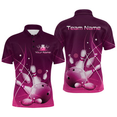 Maxcorners Custom Pink Bowling Jersey for Men Bowling Uniform Bowling Team Shirts Polo & 1/4 Zip LM1112