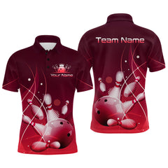Maxcorners Custom Red Bowling Jersey for Men Bowling Uniform Bowling Team Shirts Polo & 1/4 Zip LM1112