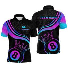 Maxcorners Neon 8 Ball Crown Billiard Shirts for Men Custom Billiard League Billiard Team Shirts Polo & 1/4 Zip
