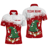 Maxcorners Custom Funny Christmas Bowling Jersey for Men Bowling Team Shirts Polo & 1/4 Zip LM1610