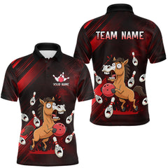 Maxcorners Custom Red Funny Horse Bowling Jersey for Men Bowling Team Shirts Bowling Tourament TU2212