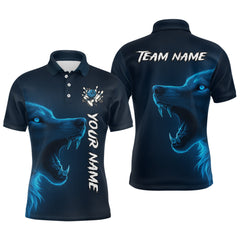 Maxcorners Custom Wolf Bowling Jersey for Men Polo & 1/4 Zip Bowling Team Shirts Bowling League MT1511