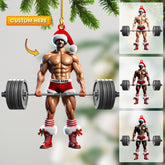 Maxcorners Weightlifter Santa Christmas Ornament, Personalized Ornament 2D Flat LM2211