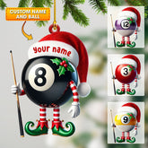 Maxcorners Billiard Santa Ball Christmas Ornament, Personalized Ornament 2D Flat LM2211
