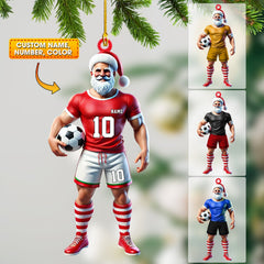 Maxcorners Santa Soccer Player Ornament, Personalized Ornament 2D Flat LM2211