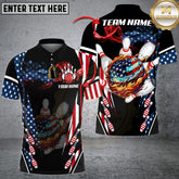 Maxcorners American Flag Bowling Fireball Strike Personalized Name 3D Unisex Shirt
