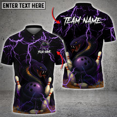 Maxcorners Angry Snake Ball And Pins Thunder Lightning Multicolor Customized Name, Team Name 3D Shirts