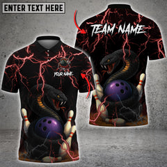 Maxcorners Angry Snake Ball And Pins Thunder Lightning Multicolor Customized Name, Team Name 3D Shirts