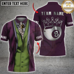Maxcorners Billiards Joker Crown 8 Ball Design Personalized Name 3D Unisex Shirt
