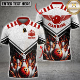 Maxcorners Bowling Fire Wings Strike Design Multicolor Customized Name, Team Name 3D Shirt