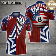 Maxcorners Billiards USA Flag Ball 8 Design Personalized Name 3D Unisex Shirt