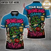 Maxcorners Bowling And Pins Cartoon Dragon Customized Name, Team Name 3D Shirt (4 Colors)