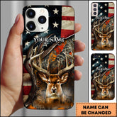 Maxcorners USA Flag Deer Hunting Personalized Name Phone Case (4 colors)