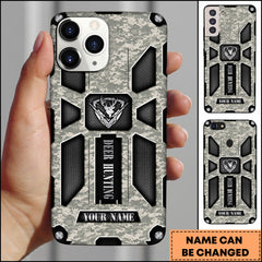 Maxcorners Hunting Phonecase Light Gray Digital Camo Tactical Military Armor Design Personalized Name 3D Phone Case