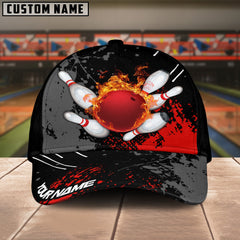 Maxcorners Bowling Paint Fire Multicolor Personalized Name 3D Cap