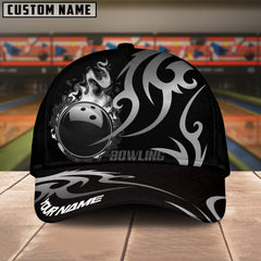Maxcorners Bowling Flame Premium Pattern Multicolor Personalized Name 3D Cap