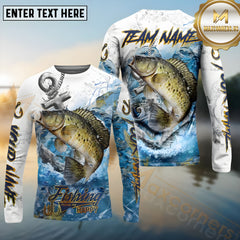 Maxcorners Crappie Fishing Anchor Ocean Pattern Pattern Sport Jersey Personalized Name, Team Name Long Sleeve Shirt
