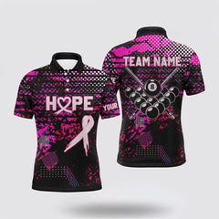 Maxcorners Breast Cancer Awareness Pink Ribbon Billiard Men Polo Shirts, Billiard Shirt Designs