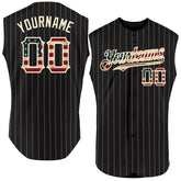 Maxcorners Custom Black Vintage USA Flag-Cream Premium Sleeveless Baseball Jersey5 LM0210
