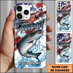 Maxcorners Chinook Fishing Freedom American Flag Water Splash Art Personalized Name Phone Case