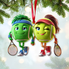 Maxcorners Custom Name Tennis Couple Ornament, Tennis Couple Christmas Gift 2D Flat LM2111