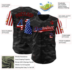 Maxcorners Custom Camo Cream-Crimson 3D American Flag Premium Salute To Service Baseball Jersey LM0210