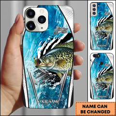Maxcorners Crappie Fishing Modern Water Art Fishing Makes Me Happy Personalized Name Phone Case