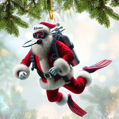 Maxcorners Scuba Diving Custom Name Ornament Santa Diver, Christmas Home Decor Gift For Diver Lovers LM2111
