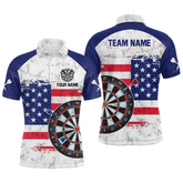Maxcorners American Flag Target Darts Polo Shirt Custom Darts Shirts For Men Dart Jersey