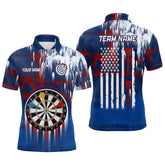 Maxcorners Dart American Blue Red Paint Mens Darts Polo Shirt Custom Darts Shirts For Men Dart Jersey