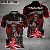 Max Corner Bowling and Pins Reaper Flame Skull Pattern Multicolored Bowling jerseys Custom Name And Team 3D Polo Shirt