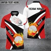 Max Corner Customized Name Black Line Art Fire Golf Ball Multicolor Sport Jersey Pattern Custom 3D Polo Shirt