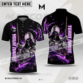 Maxcorners Billiard Skull Reaper Ball 8 Flame Logo Multicolor Options Personalized Name, Team Name 3D Polo Shirt (4 Colors)