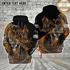 Maxcorners Deer Hunting Orange Camo Reaper Pattern Custom Name Shirt 3D All Over Printed Clothes