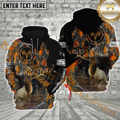 Maxcorners Elk Hunting Orange Camo Reaper Pattern Custom Name Shirt 3D All Over Printed Clothes