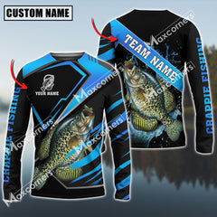 Maxcorners Crappie Fishing Blue Water Pro Sport Jersey Sun Protection Personalized Name, Team Name Long Sleeve Shirt