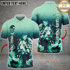 Maxcorners Bowling Ball & Pins Flame Pattern Jersey Style Personalized Name, Team Name 3D Polo Shirt (4 Colors)