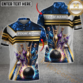 Maxcorners Bowling Golden Silver Flame Pattern Multicolor Options Personalized Name, Team Name 3D Shirt (4 Colors)