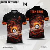 Maxcorners Billiards Dragon Fire Ball 8 Pattern Multicolor Options Personalized Name, Team Name 3D Polo Shirt (4 Colors)