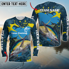 Maxcorners Tuna Paint Pattern Sport Jersey Navy Personalized Name Long Sweat Shirt