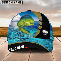 Maxcorners Personalized Mahi-Mahi Fishing Water Pattern Classic 3D Cap