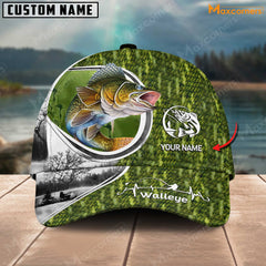 Maxcorners Personalized Classic Solid Pattern Fishing Classic 3D Cap ( Large Mouth Bass, Walleye, Stripped Bass, Trout Fish, Catfish, Crappie, Salmon, Pike )