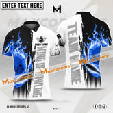 Maxcorners Bowling & Pins Flame Fire King Of Bowling Multicolor Option Customized Name, Team Name 3D Polo Shirt (4 Colors)