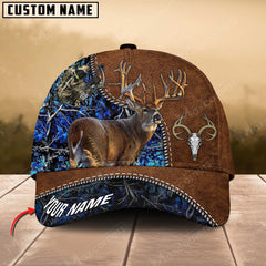 Maxcorners Bow Hunter Skull Epic Deer Hunting Art Leather Pattern Personalized Cap 3D Multicolored